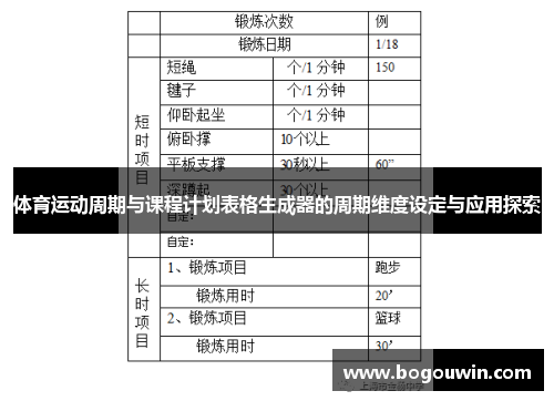 体育运动周期与课程计划表格生成器的周期维度设定与应用探索