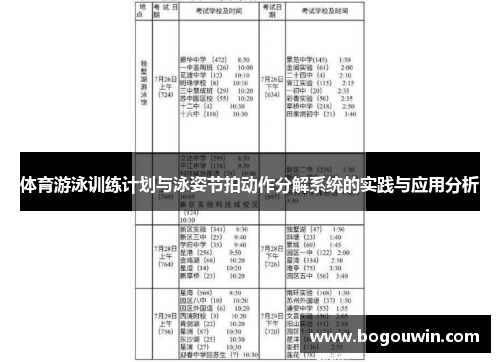 体育游泳训练计划与泳姿节拍动作分解系统的实践与应用分析